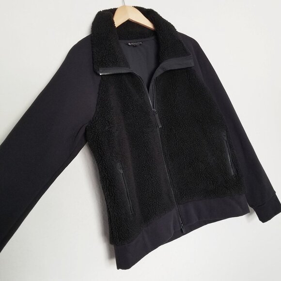 Athleta Range Sherpa Full Zip Jacket Black Teddy Fleece Sweatshirt M Athleisure - Picture 9 of 15